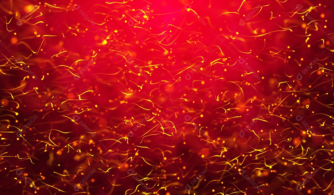 Luz laranja de tecnologia digital abstrata em fundo gradiente vermelho