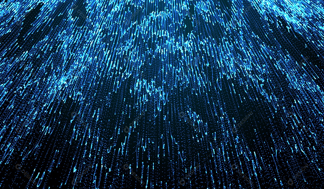 Partículas de luz azul de tecnologia digital abstrata em fundo azul