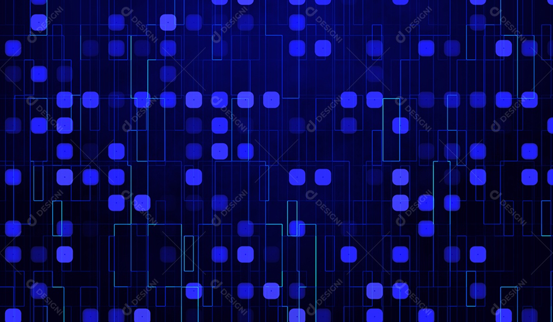 Partículas de luz azul de tecnologia digital abstrato em fundo azul