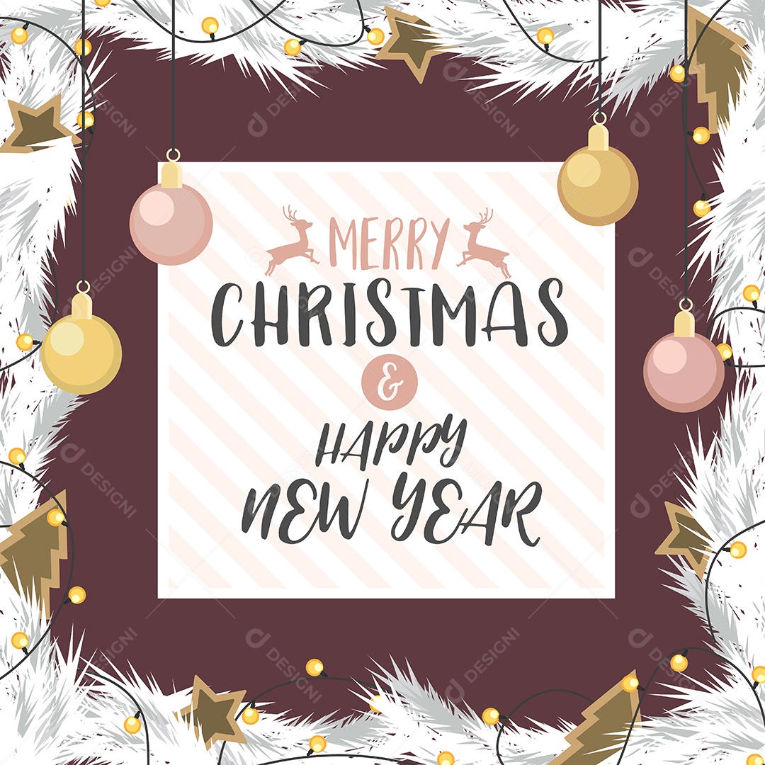 Feliz Natal e Feliz Ano Novo Ilustração Vetor EPS