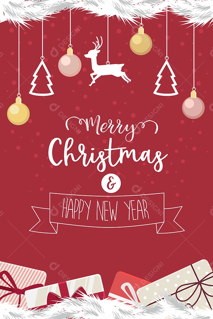 Feliz Natal e Feliz Ano Novo Ilustração Vetor EPS