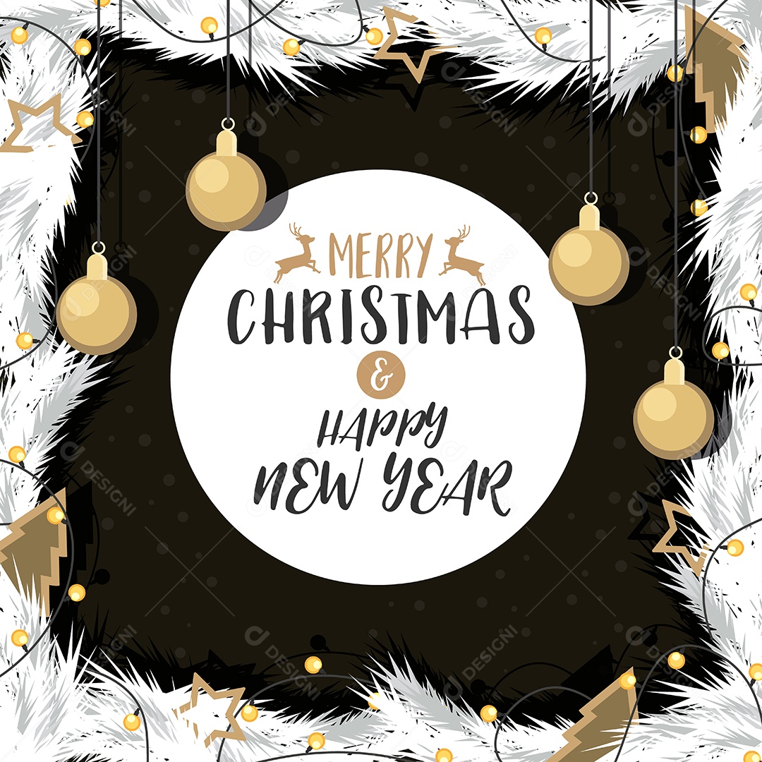 Feliz Natal e Feliz Ano Novo Ilustração Vetor EPS