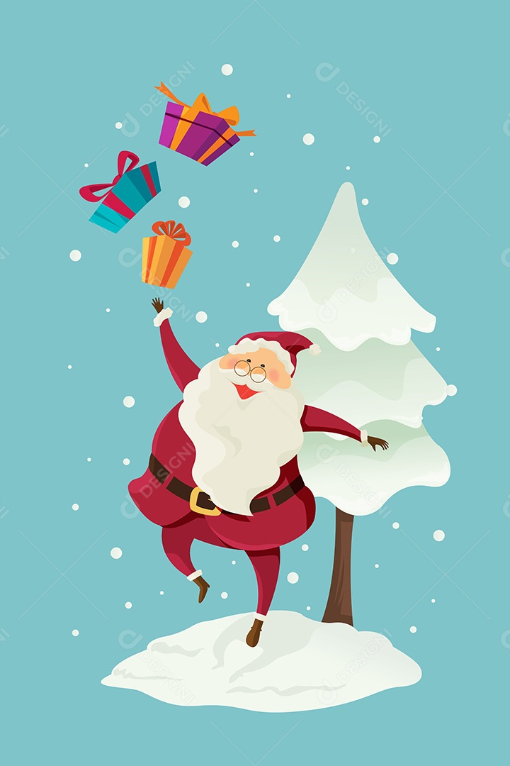 Papei Noel com Presentes Ilustração Vetor EPS