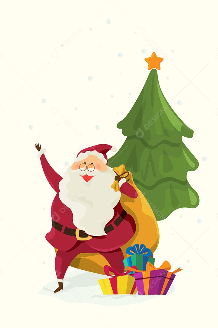 Papei Noel com Presentes Ilustração Vetor EPS