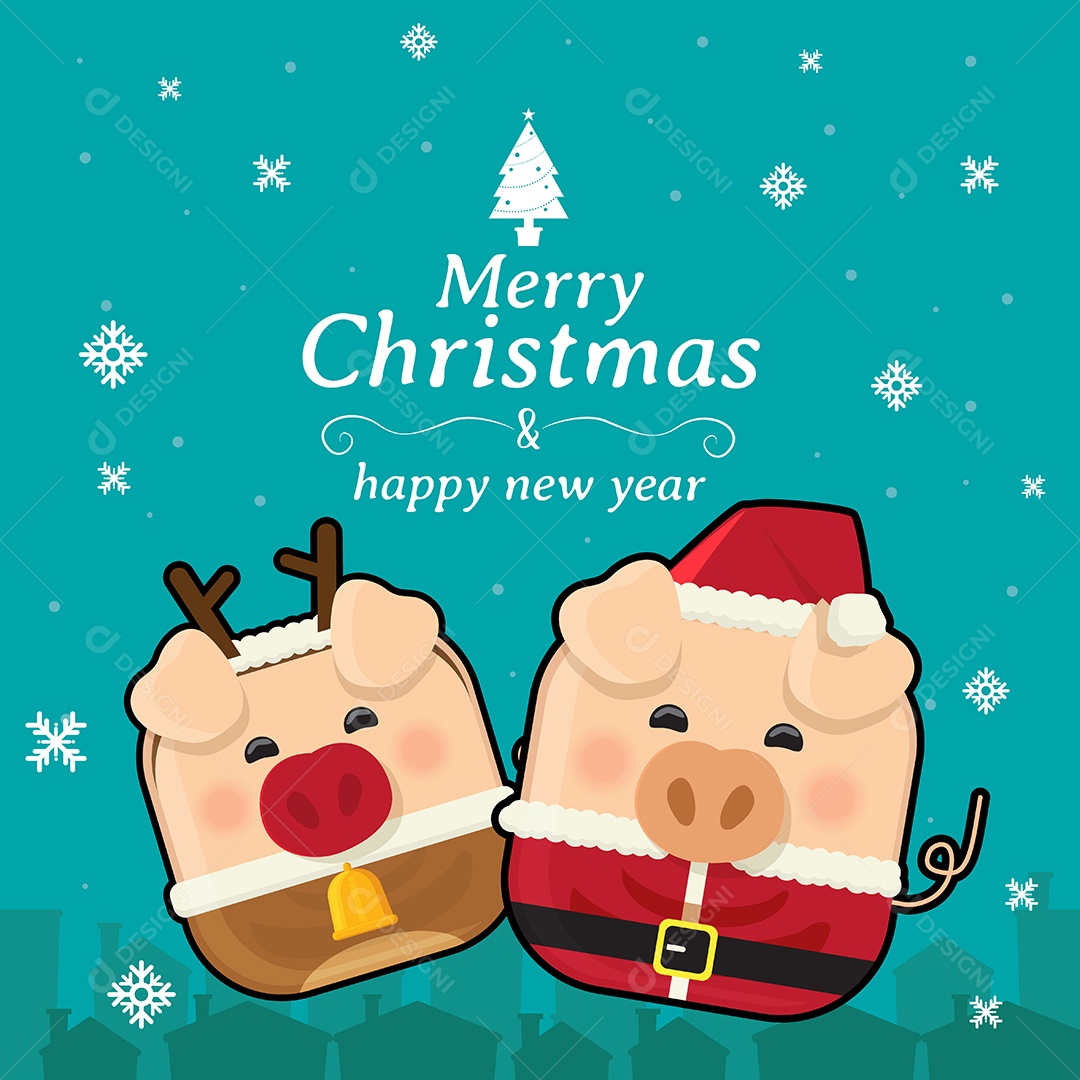 Feliz Natal e Feliz Ano Novo Ilustração Vetor EPS