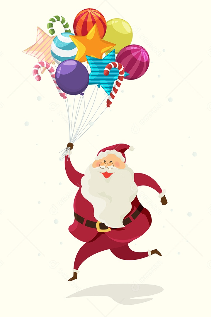 Papei Noel com Balões Ilustração Vetor EPS