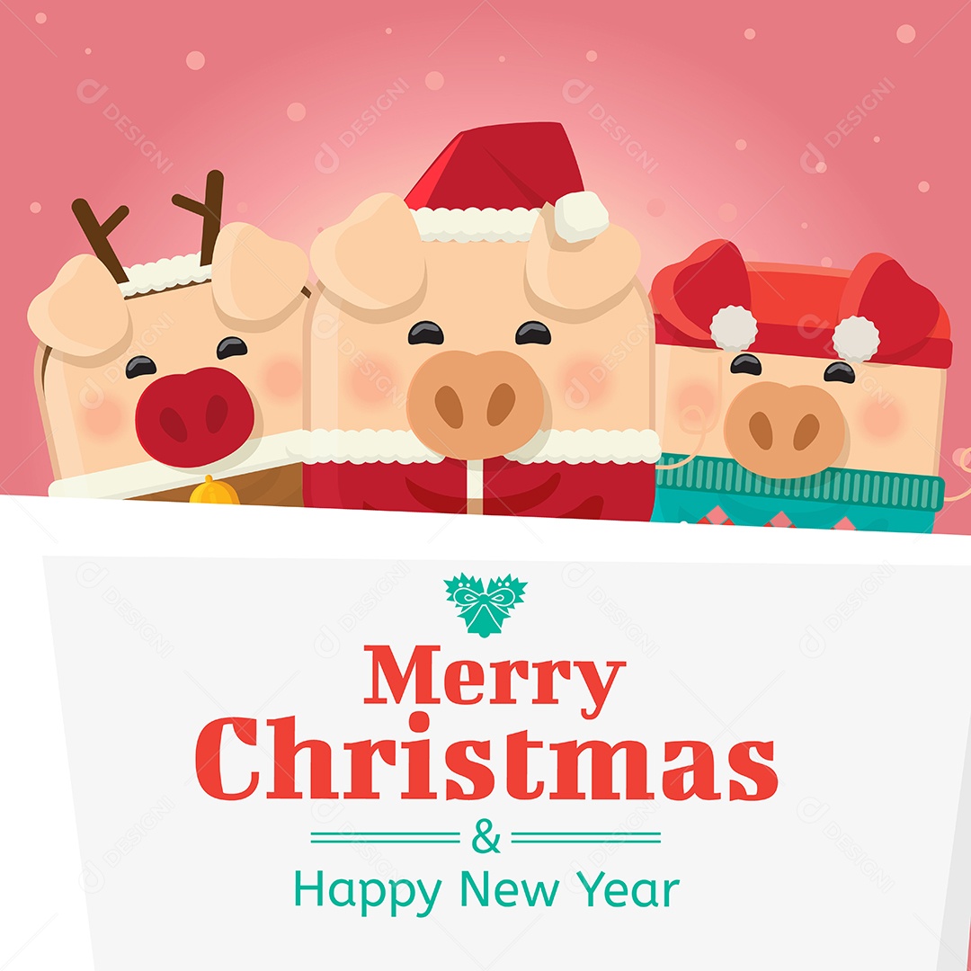 Feliz Natal e Feliz Ano Novo Ilustração Vetor EPS