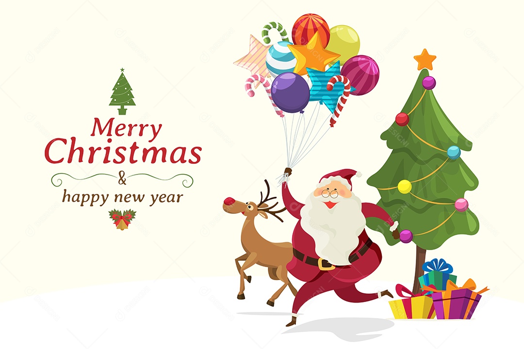 Feliz Natal e Feliz Ano Novo Ilustração Vetor EPS