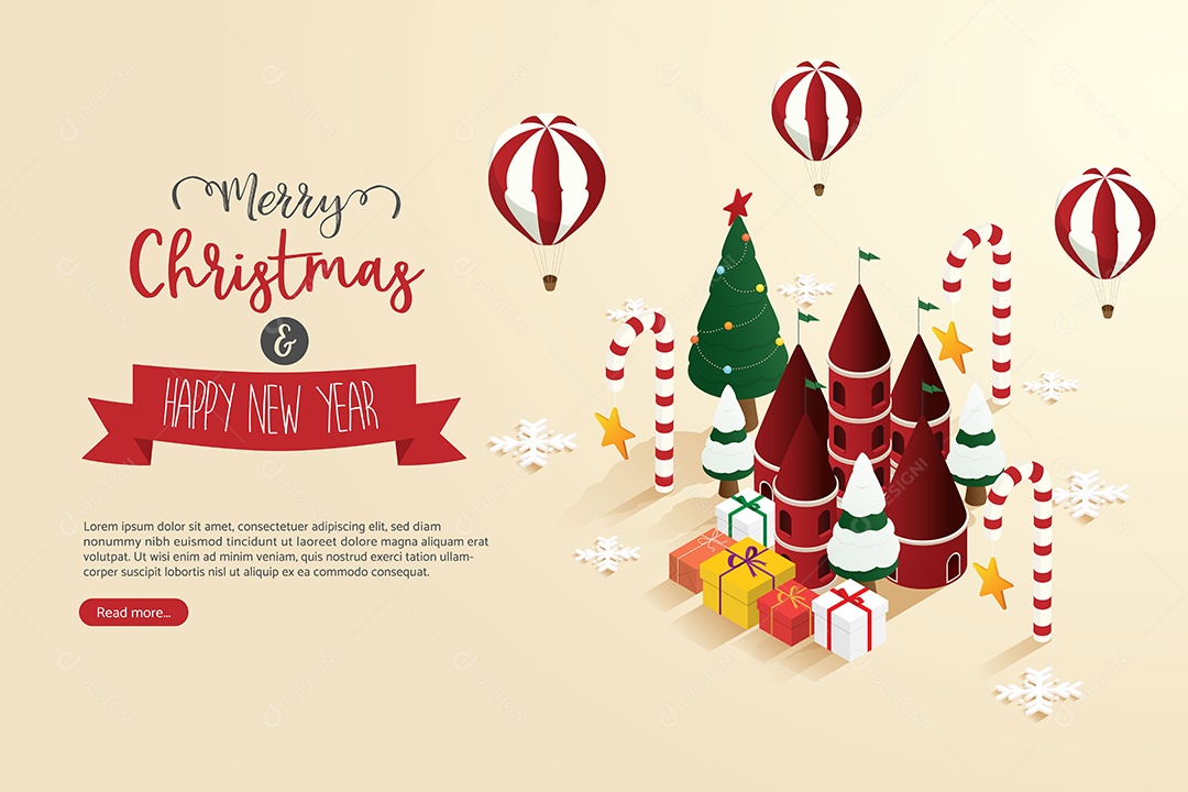 Feliz Natal e Feliz Ano Novo Ilustração Vetor EPS