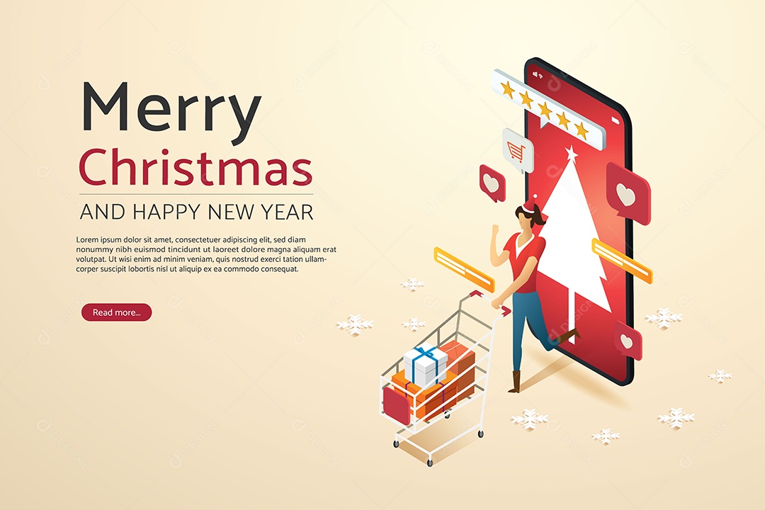 Feliz Natal e Feliz Ano Novo Ilustração Vetor EPS