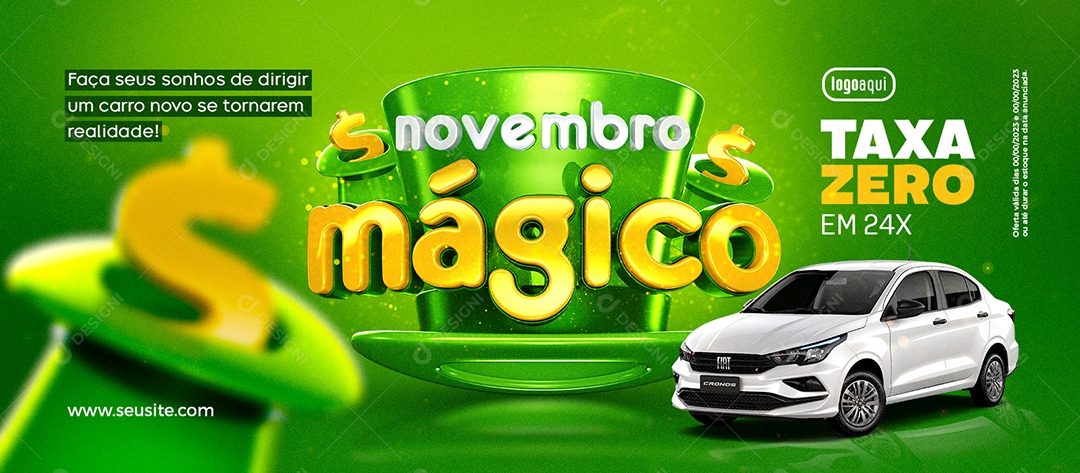 Social Media Banner Novembro Mágico Concessionária Taxa Zero em 24x PSD Editável