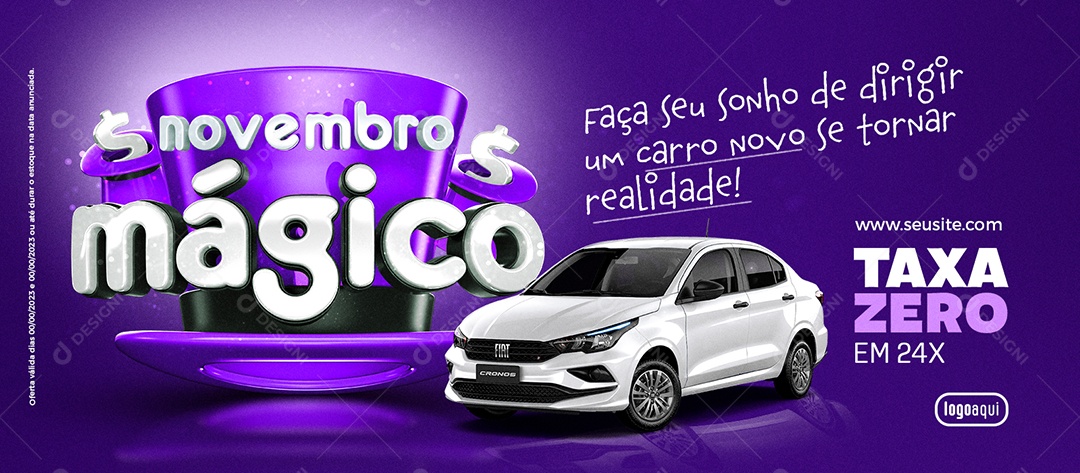 Banner Novembro Mágico Concessionária Taxa Zero em 24x Social Media PSD Editável