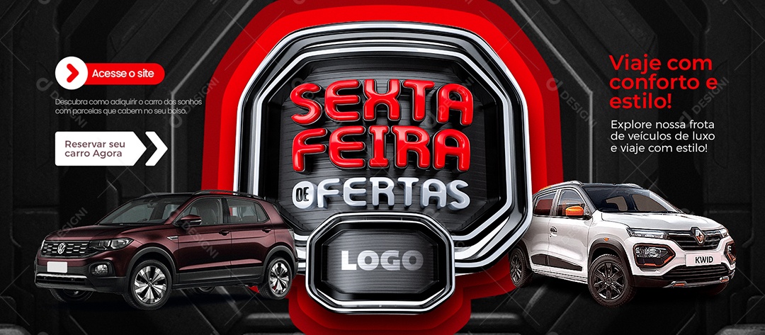 Social Media Banner Sexta Feira De Ofertas Concessionária Reservar seu Carro Agora PSD Editável