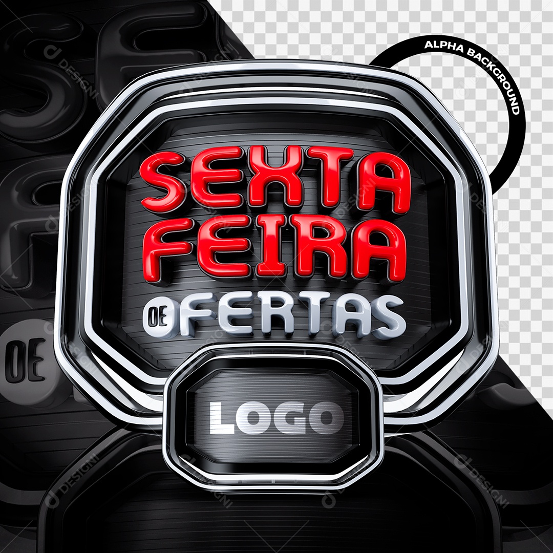 Sexta Feira De Ofertas Selo 3D Vermelho e Branco para Composição PSD
