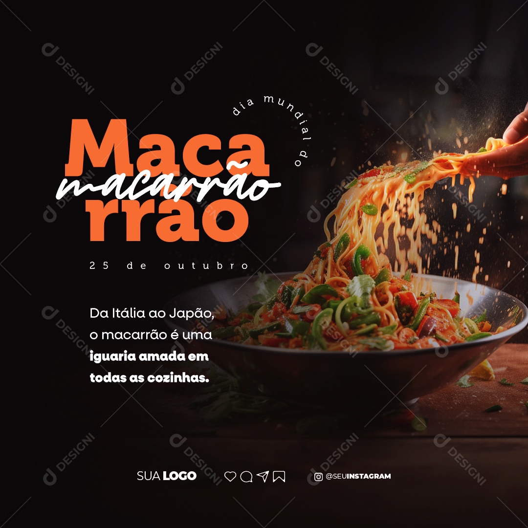 Social Media Da Itália ao Japão 25 de Outubro Dia Mundial Do Macarrão PSD Editável