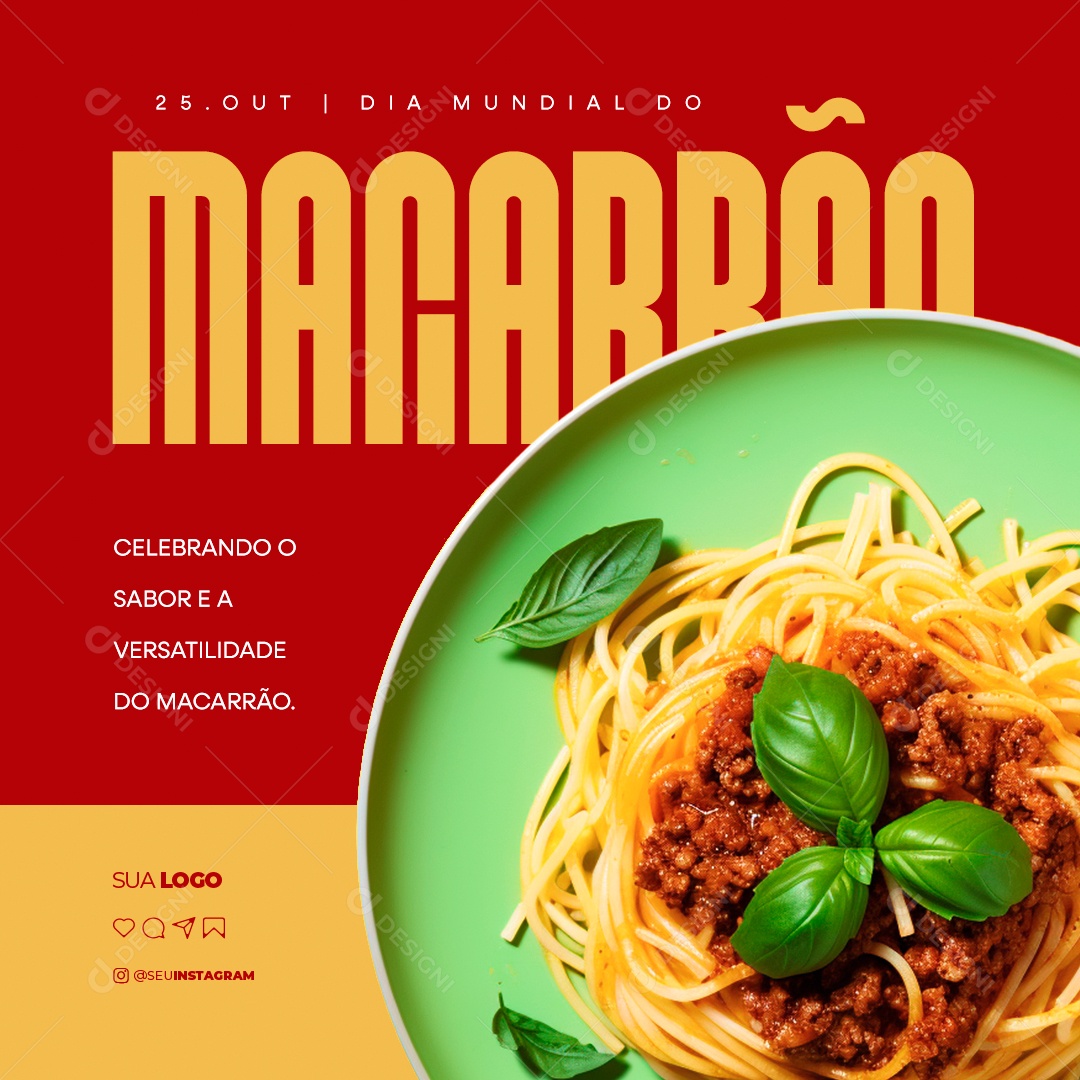 Dia Mundial Do Macarrão Celebrando o Sabor e a Versatilidade do Macarrão Social Media  PSD Editável