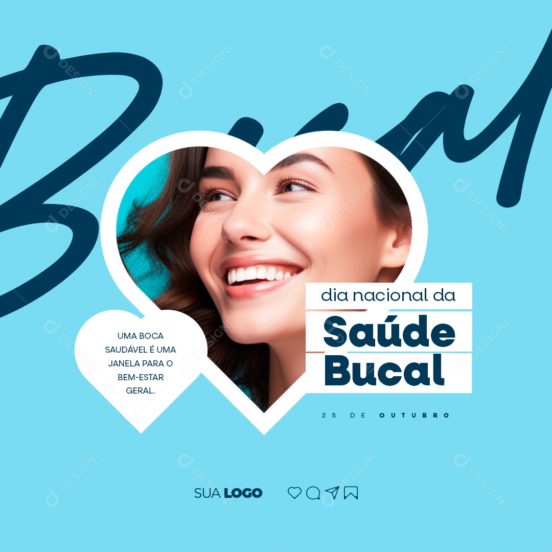 Dia Nacional da Saúde Bucal Uma Boca Saudável é Uma Janela para o Bem Estar Geral Social Media PSD Editável