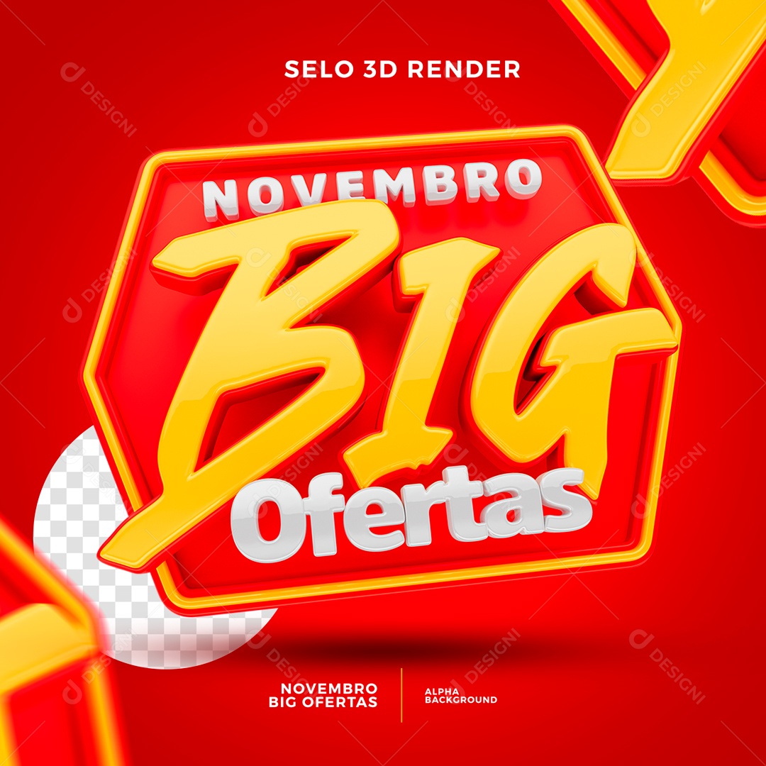 Novembro Big Ofertas Selo 3D Para Composição PSD