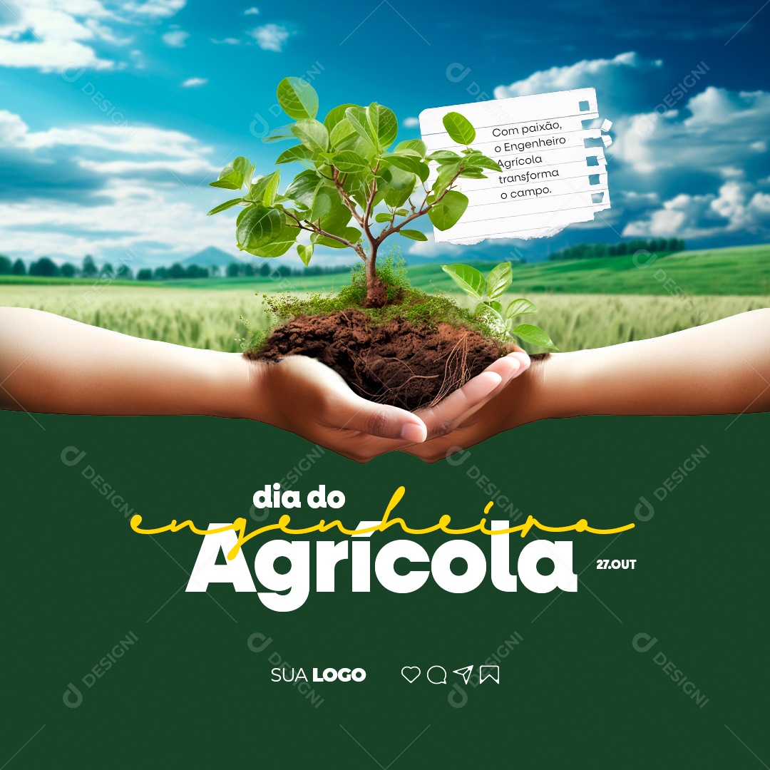 Dia do Engenheiro Agrícola 27 de Outubro Social Media PSD Editável