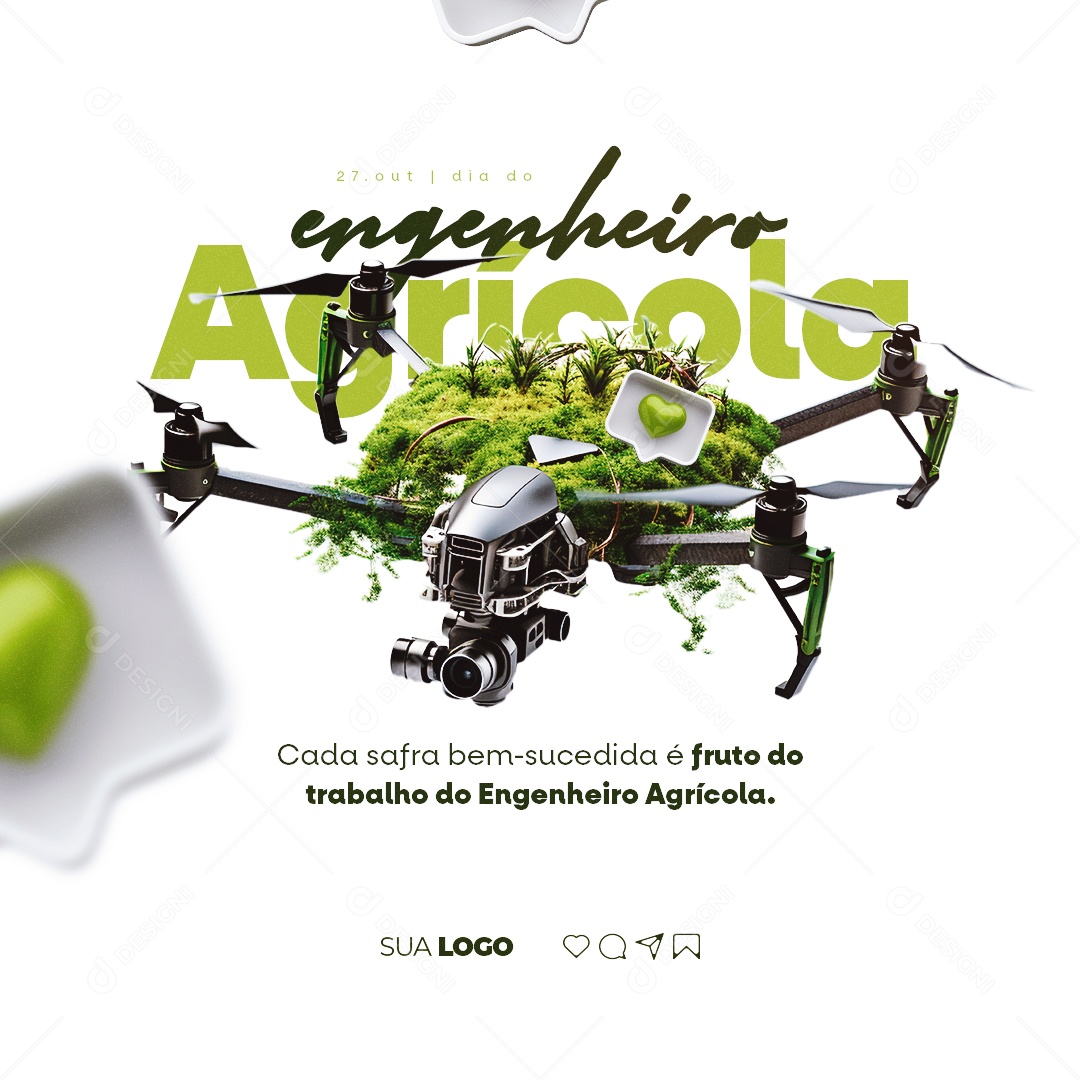 Dia do Engenheiro Agrícola Cada Safra Bem Sucedida é Fruto do Trabalho Social Media PSD Editável