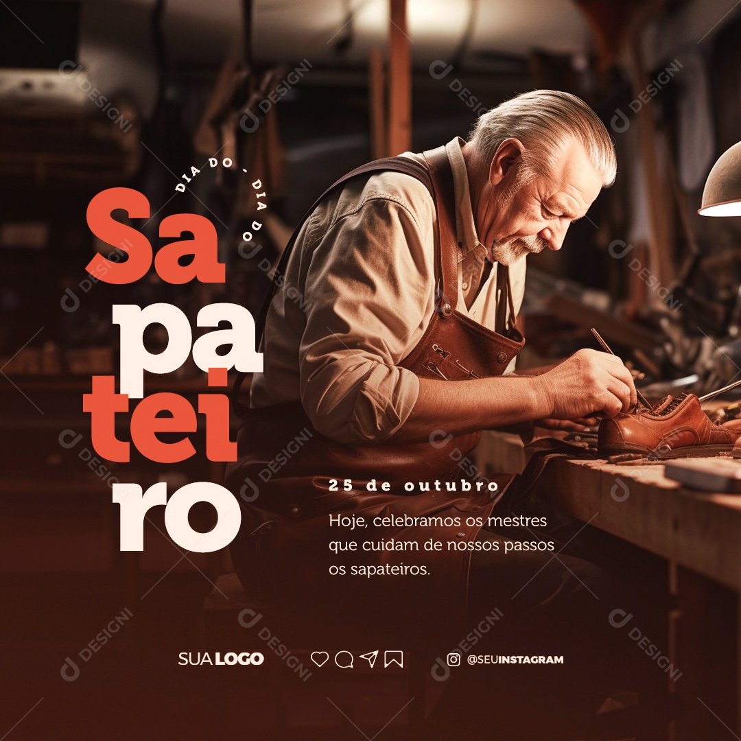 Dia Do Sapateiro Hoje Celebramos os Mestres que Cuidam de nossos Passos Social Media PSD Editável