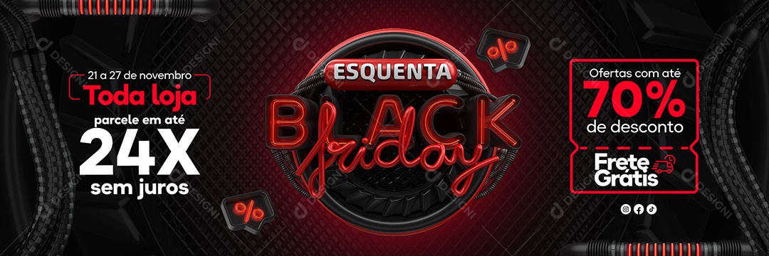 Esquenta Black Friday Ofertas com Até 70% de Desconto  Social Media PSD Editável