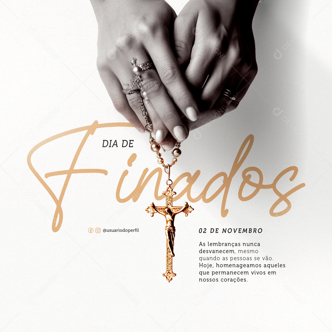 Social Media Dia De Finados Vivos em Nossos Corações PSD Editável