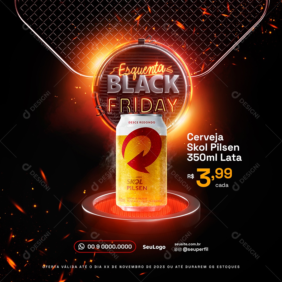 Social Media Esquenta Black Friday Cerveja Skol PSD Editável