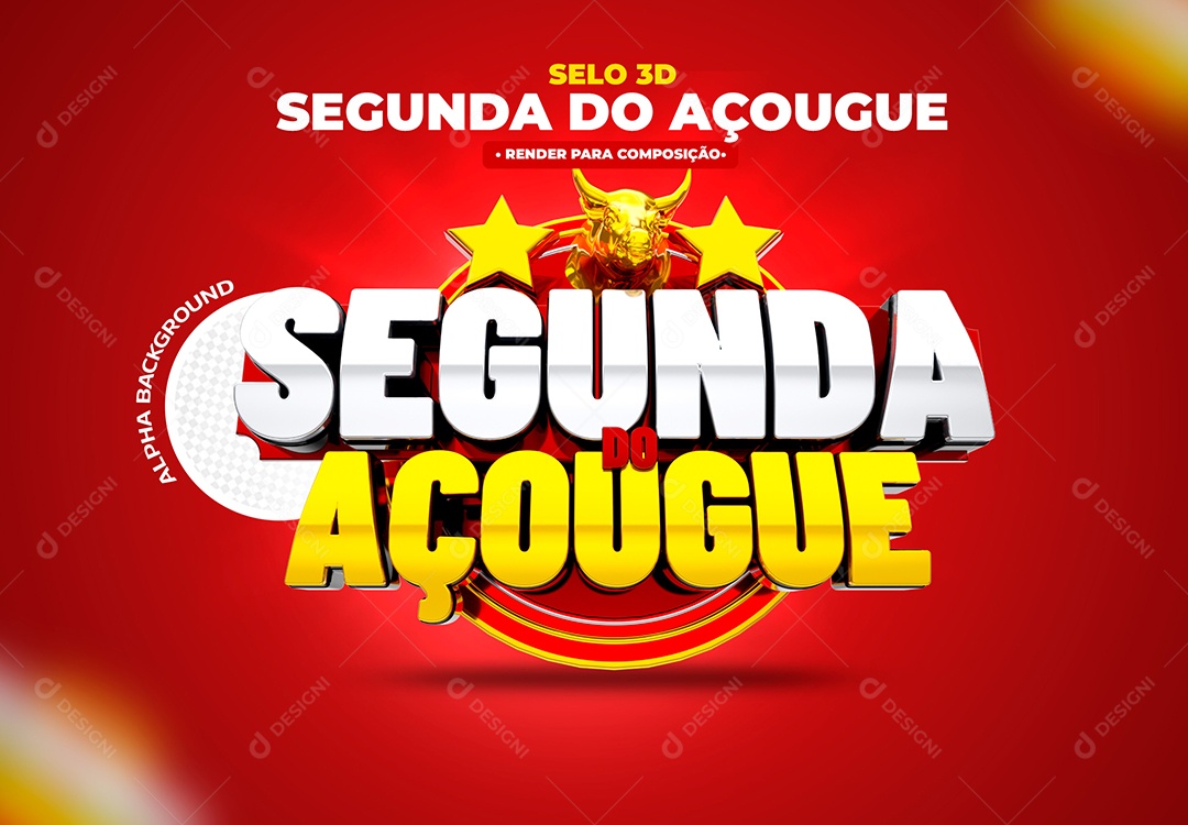 Segunda do Açougue Selo 3D Dourado Branco para Composição  PSD