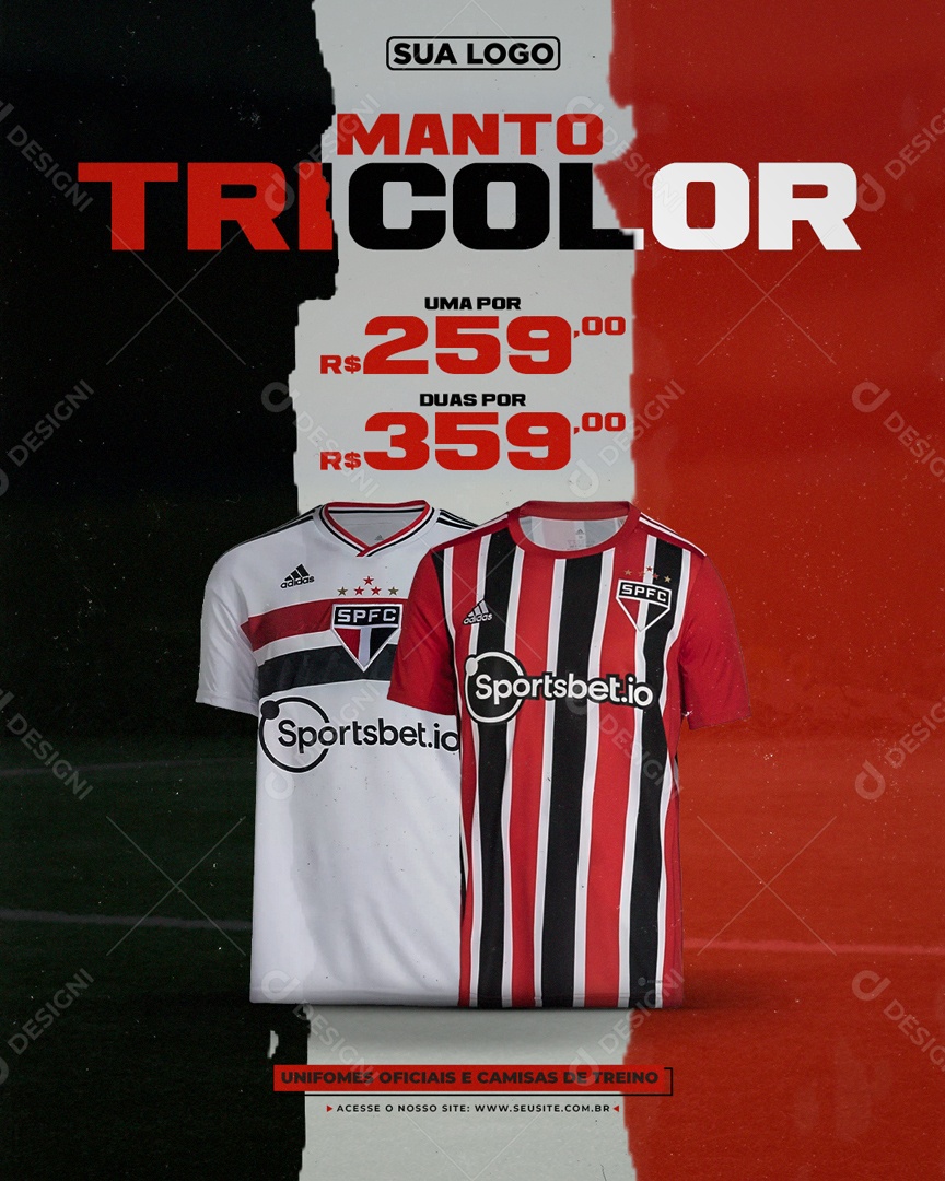 Feed Manto Tricolor Camisas De Time Social Media PSD Editável