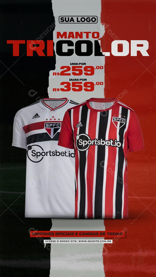 Social Media Story Manto Tricolor Futebol São Paulo PSD Editável