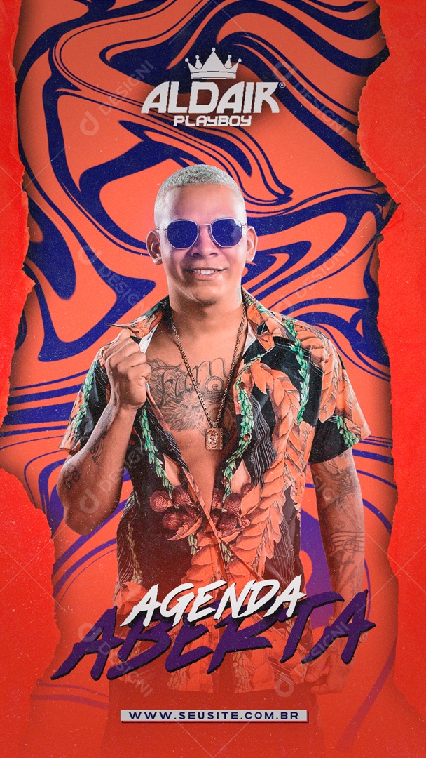 Social Media Flyer Story Aldair Playboy Agenda Aberta PSD Editável