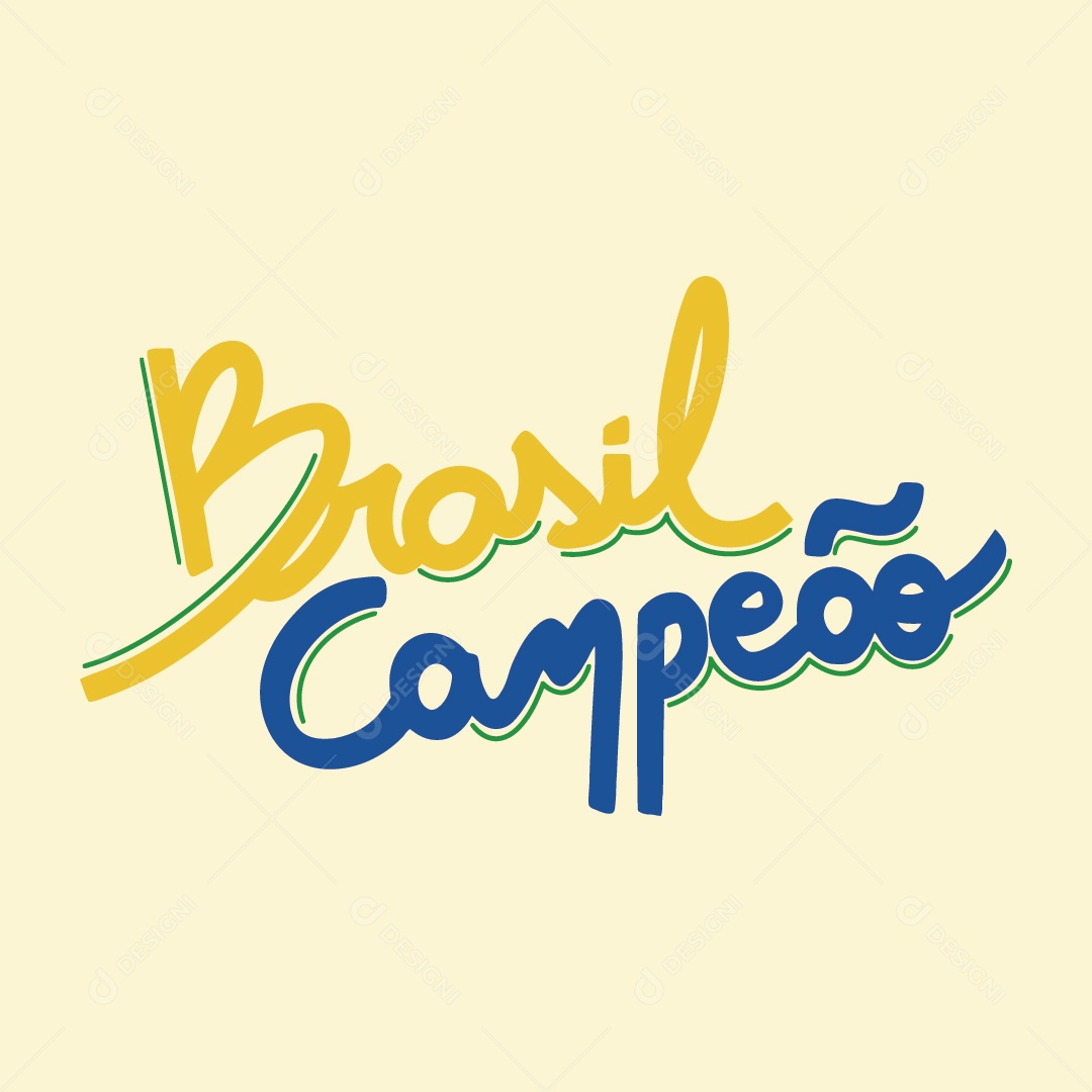 Lettering de Futebol Brasil Campeão Ilustração Vetor EPS