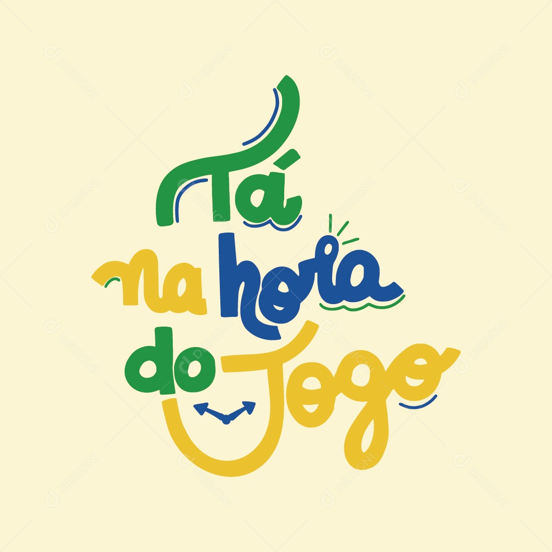 Lettering de Futebol Tá na Hora do Jogo Ilustração Vetor EPS