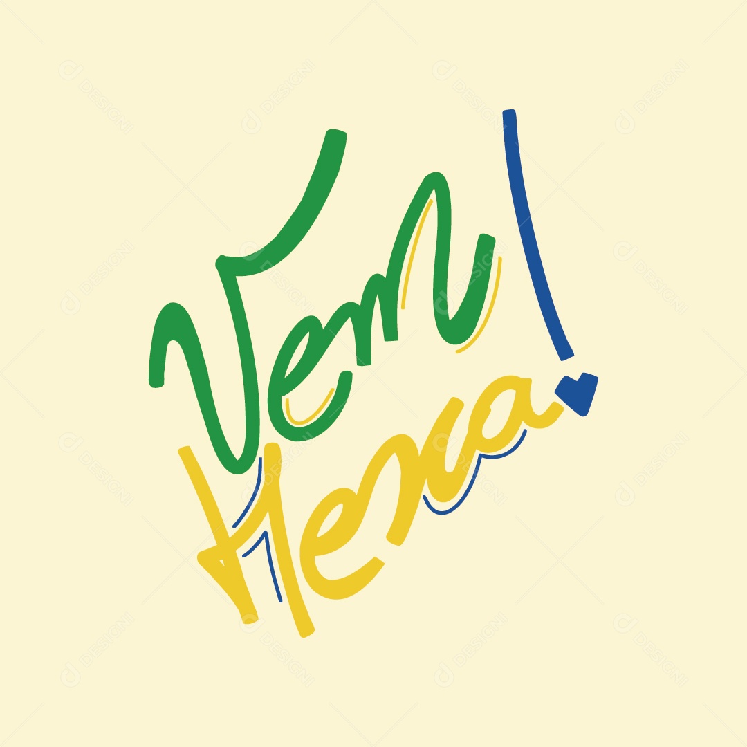 Lettering de Futebol Vem Hexa Ilustração Vetor EPS