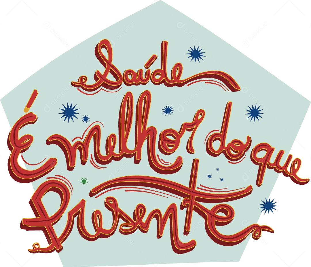 Lettering Saúde é Melhor do Que Presente Ilustração Vetor EPS