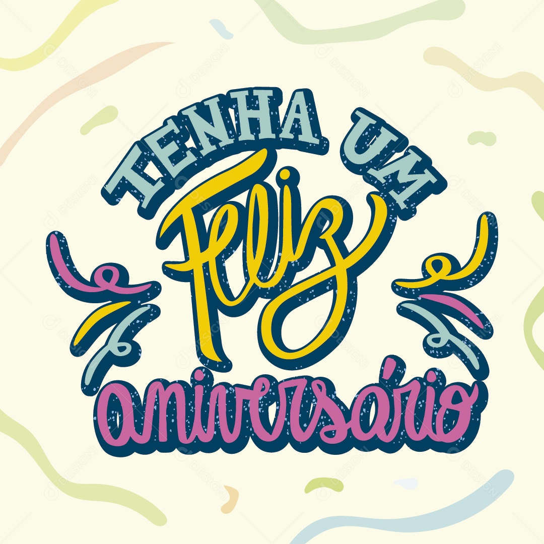 Lettering Feliz Aniversario Ilustração Vetor EPS