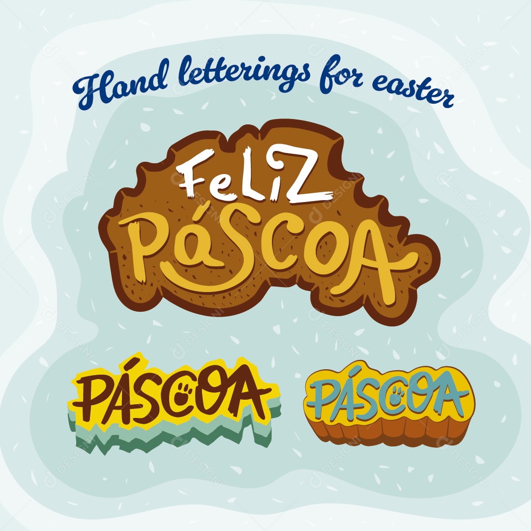 Lettering Feliz Pascoa Ilustração Vetor EPS