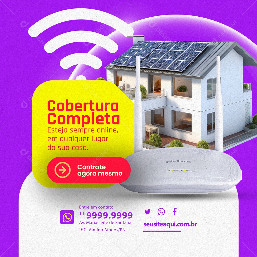 Provedor De Internet Cobertura Completa Esteja Sempre Online Contrate Agora Mesmo Social Media PSD Editável