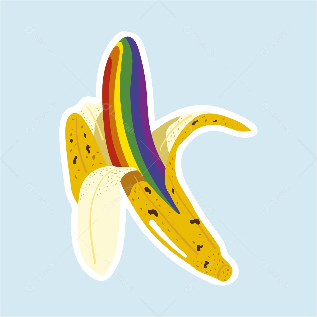 Banana nas Cores LGBT Vetor EPS