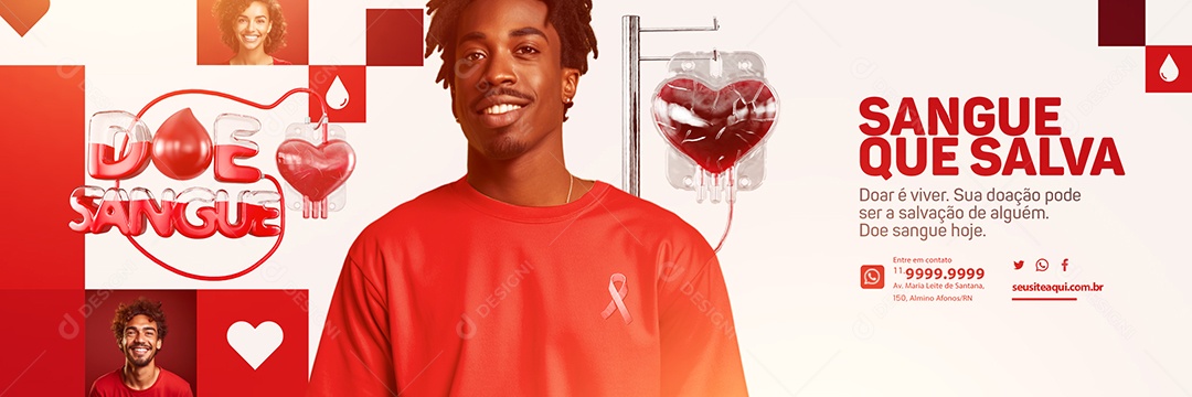 Campanha Publicitaria Doe Sangue Sangue Que Salva Doar é Viver Carrossel Social Media PSD Editável