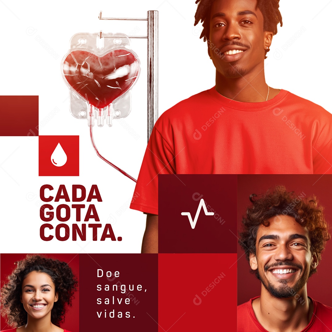 Campanha Publicitaria Doe Sangue Cada Gota Conta Salve Vidas Social Media PSD Editável