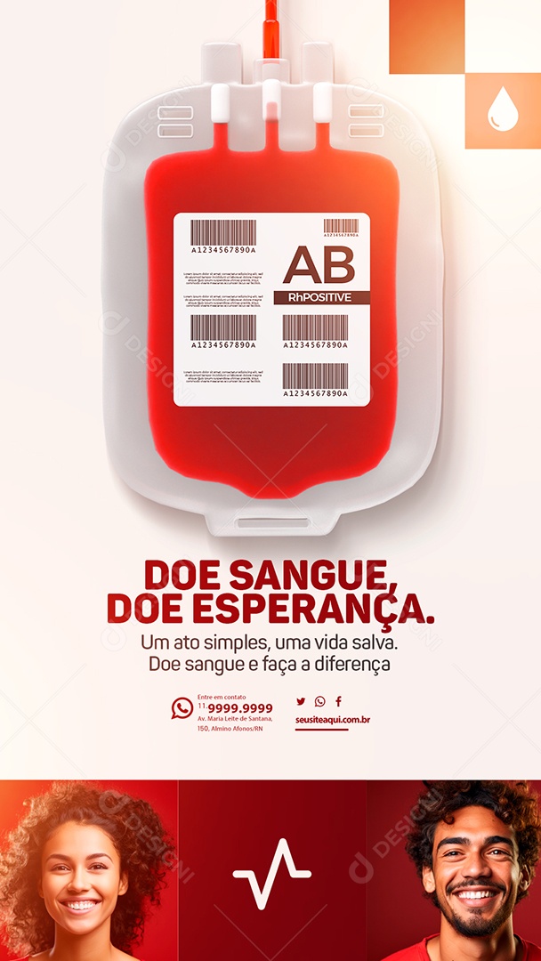 Story Campanha Publicitaria Doe Sangue Doe Esperança Um Ato Simples Uma Vida Salva Social Media PSD Editável