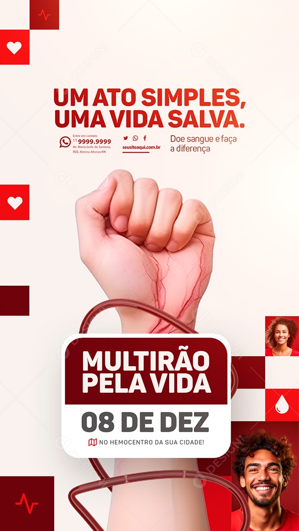 Story Campanha Publicitaria Doe Sangue Um Ato Simples Uma Vida Salva Multirão Pela Vida Social Media PSD Editável