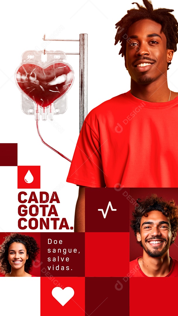 Story Campanha Publicitaria Doe Sangue Cada Gota Conta Salve Vidas Social Media PSD Editável