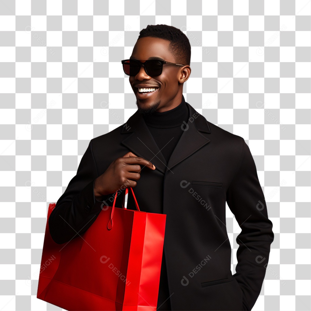 Homem com Sacolas de Compras da Black Friday PNG Transparente