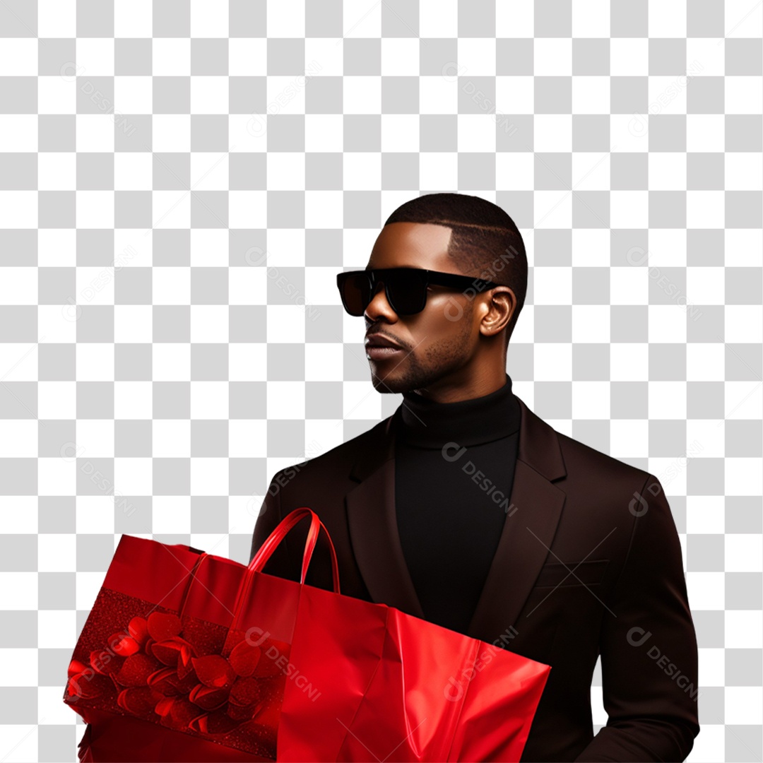 Homem com Sacolas de Compras da Black Friday PNG Transparente