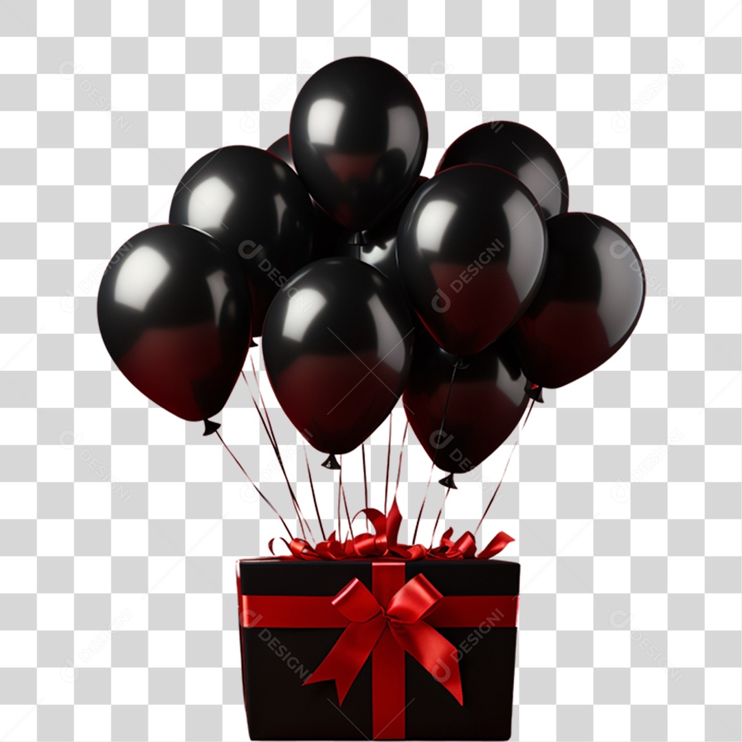 Caixas de Presentes Com Laço e Balões PNG Transparente