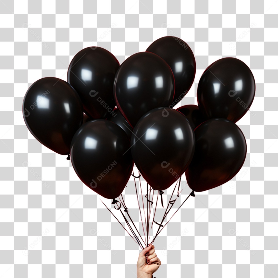 Balões Pretos para a Black Friday PNG Transparente