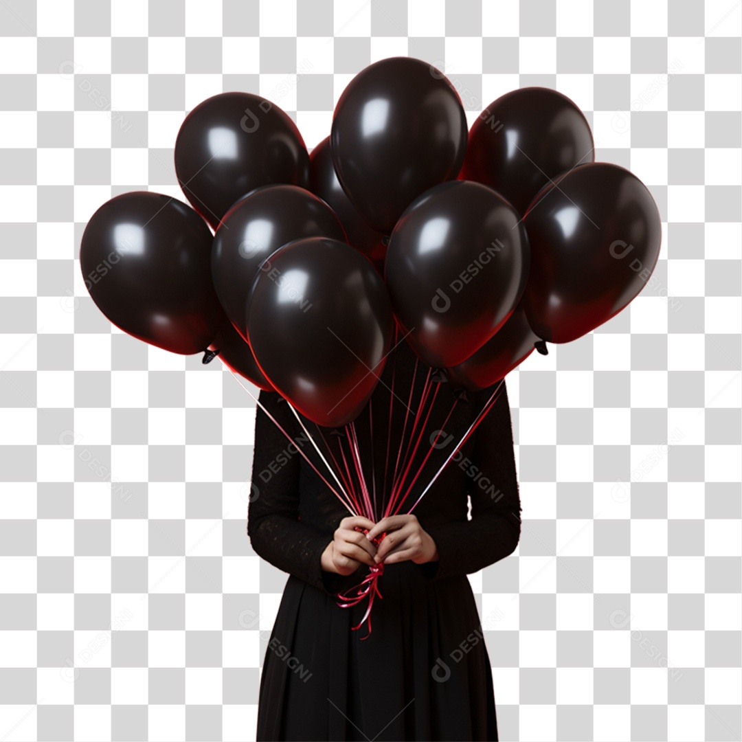 Balões Pretos para a Black Friday PNG Transparente